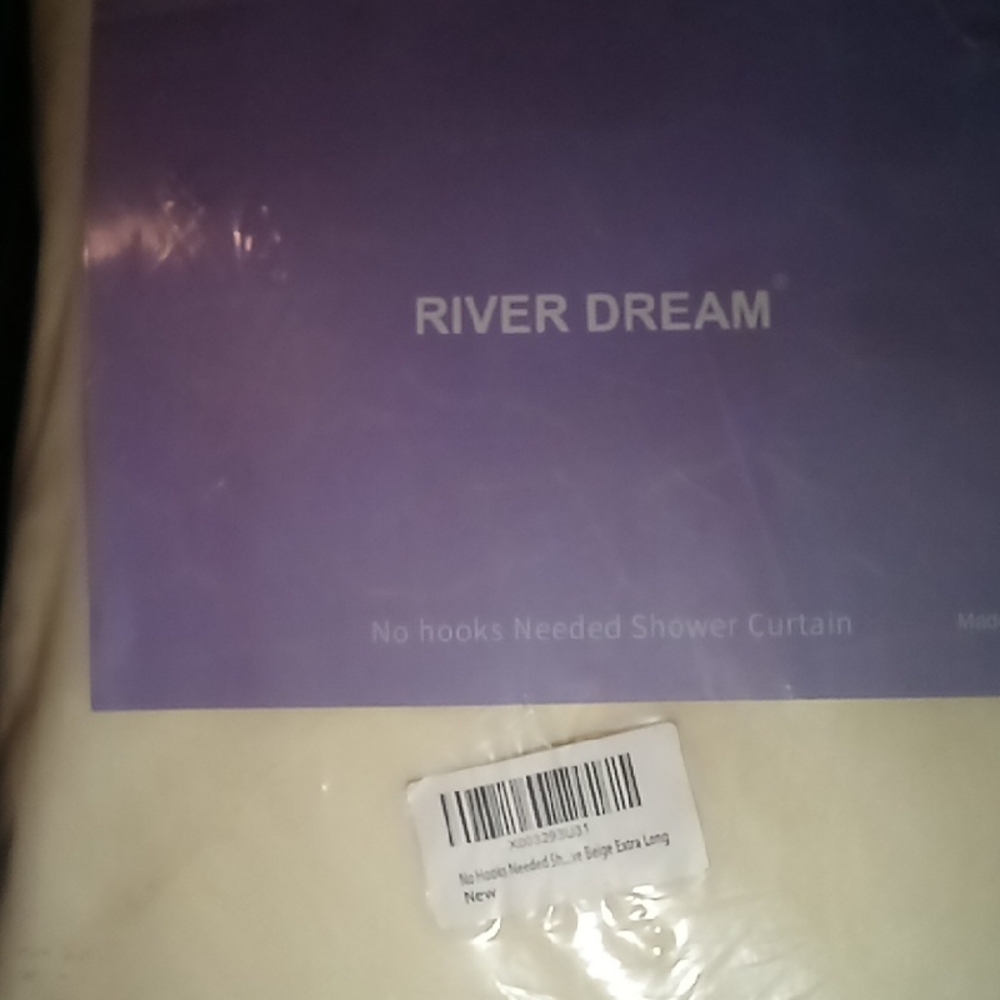 River Dream No Hooks Needed Shower Curtain 71"×86" Cream